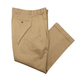 Brooks Brothers Mens 33x32 Brown Pleated Golf Country Club Khaki Chino Pants